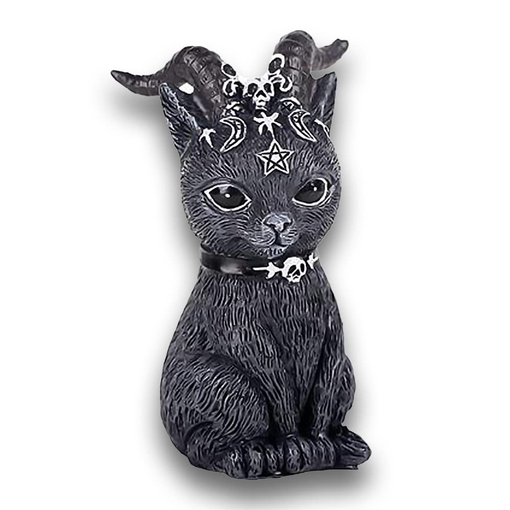 XITING Cat Occult,Magic Winged Occult Cat Shofar,Polyresin,Black,10cm