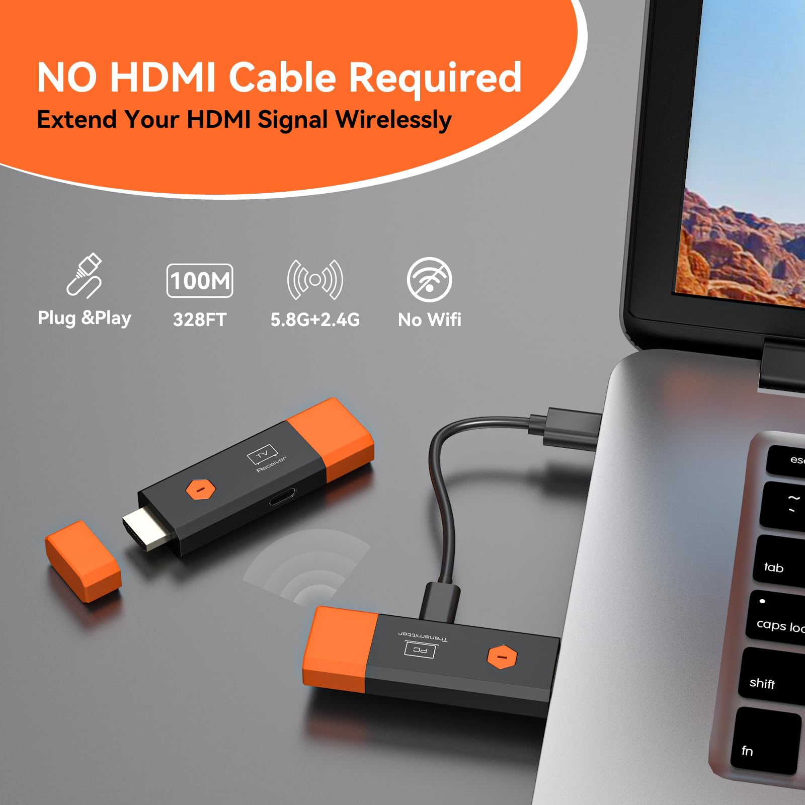 Trasmettitore & Ricevitore HDMI Wireless 4K – 5.8G Doppia Banda, 150 m, Multi Display (1 RX), LED, Plug & Play, Ingresso 4K Uscita 1080p con EDID (1pcs)