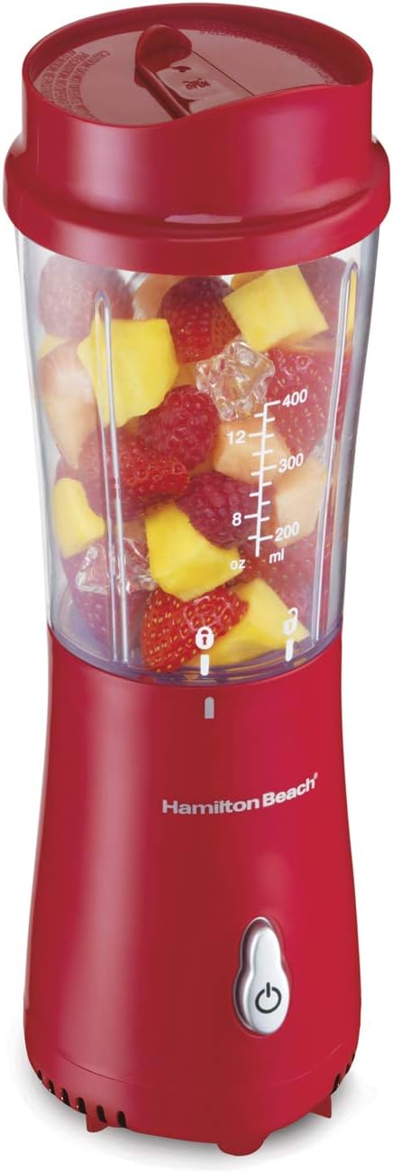 Hamilton BeachPersonal Smoothie Blender with 14 oz Travel Cup and Lid 1 Jar Red 51101R