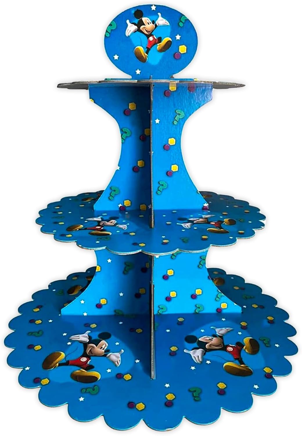 Cardboard Cupcake Stand – 3 Tier Dessert Display for Muffins, Pastries, and Treats – Lightweight & Reusable, Mickey Mouse (5 Pack)