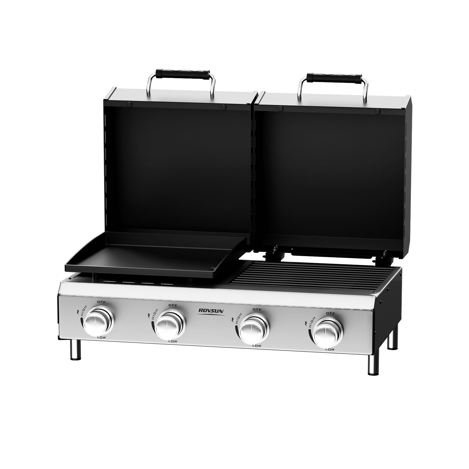 Bonnlo 4 Burners Gas Flat Top Grill and Griddle Combo