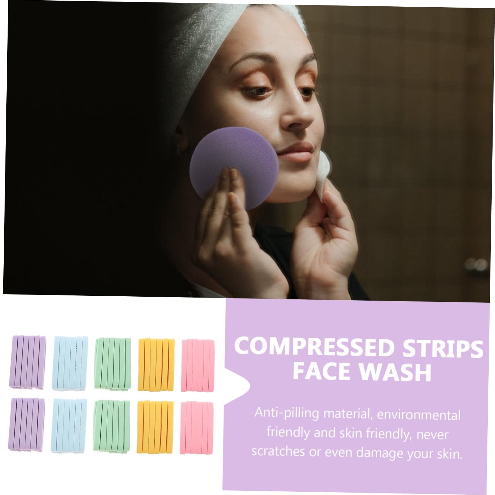 IWOWHERO Face Skin Cleaning Puff 120pcs Compress Facial Cleaning Pads for Gentle Makeup Random Color