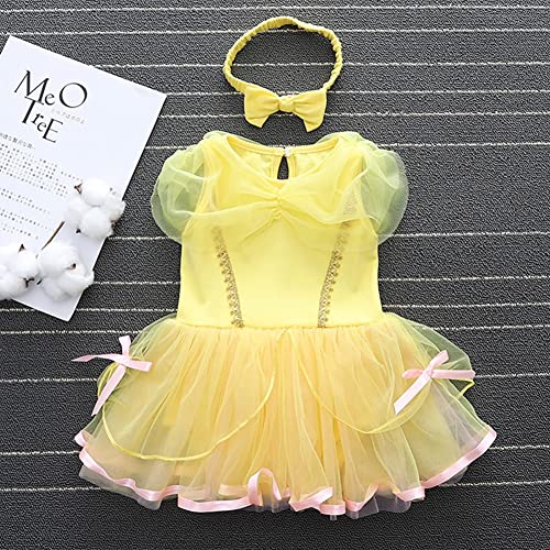 Cinheyu XLX1908 Baby Girls Belle Princess Costumes Birthday Romper Tutu Dress W/Headband Halloween Xmas Party Outfits 90 thumb #2