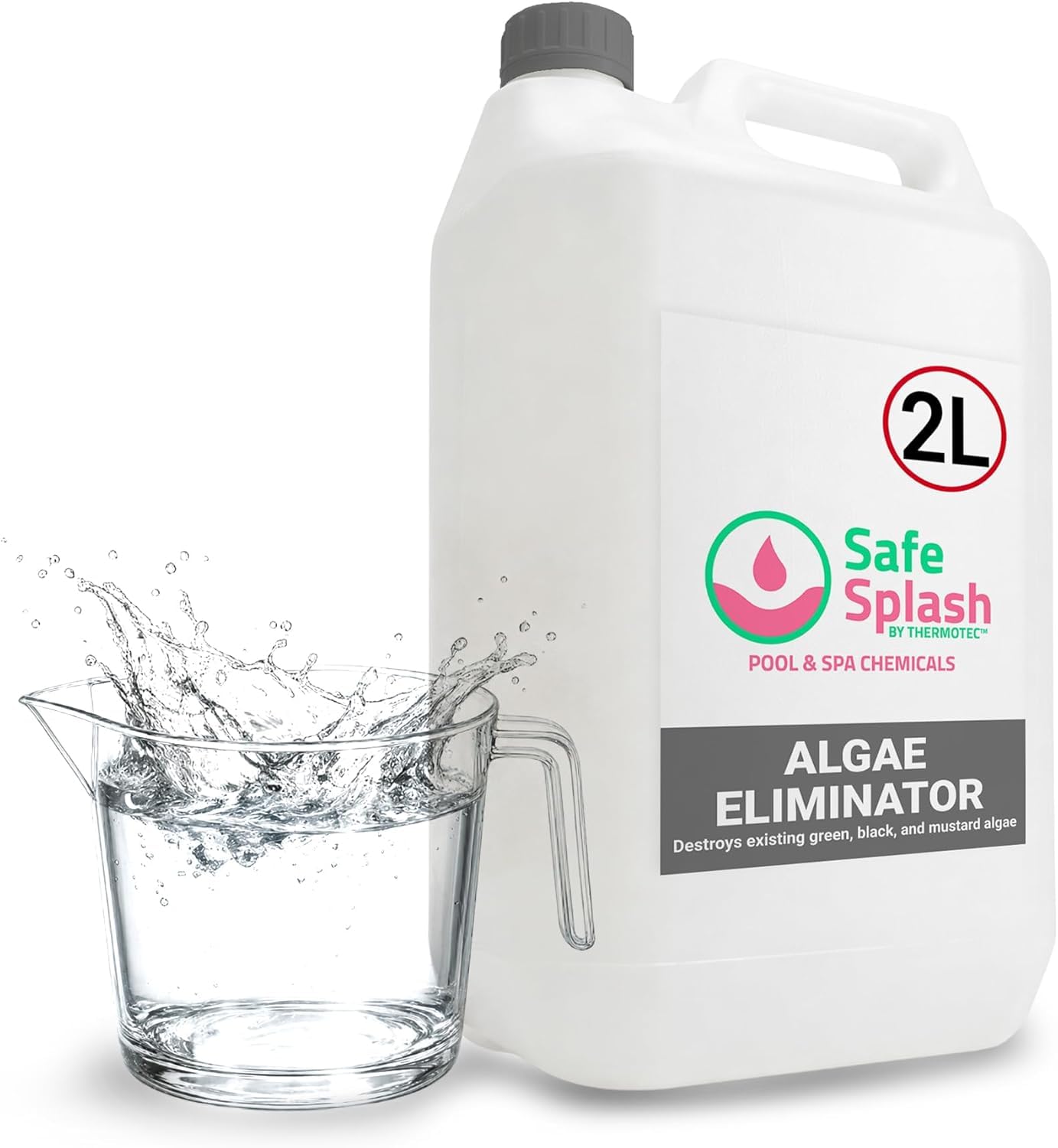 Safe Splash Algae Eliminator 2L, Algaecide for Pools, Hot Tubs & Spas