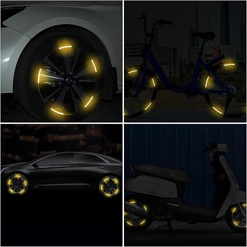 Miniatura 5 de 40 calcomanías reflectantes para ruedas de automóvil, calcomanías decorativas de advertencia de seguridad nocturna, calcomanías reflectantes