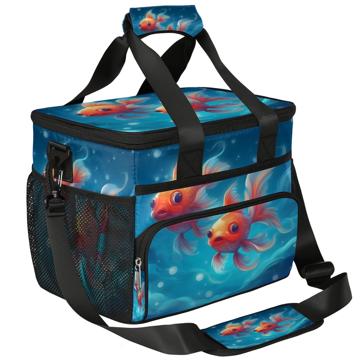 Ocean Fishes Insulated Picnic Backpack Lunch Box for Women Men Picnic Basket Tote Lunch Bag Picnic Bag Portable Lunch Bags for Picnic, Beach, Work, Trip,Office, Camp Goldfish