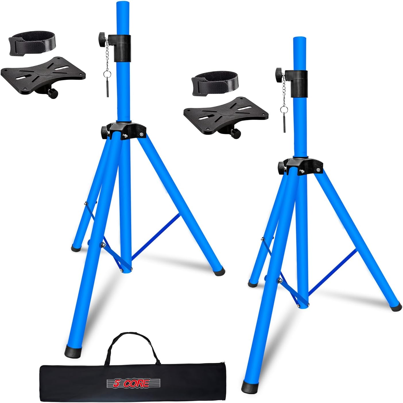 5 Core Height Adjustable Speaker Stand Pair 4Ft PA DJ Tripod Monitor Stands with 35mm Insert and Bag