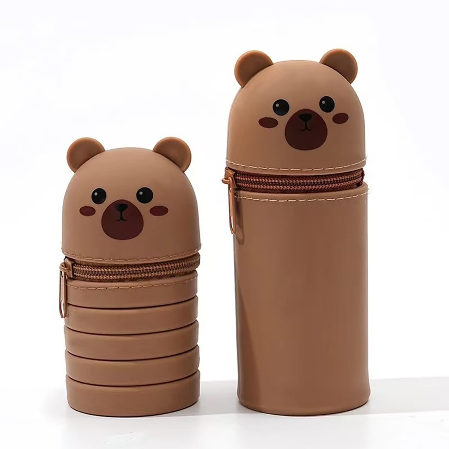 XuanAn Cute Lovely 3D Brown Bear Pencil Box Silcon Girls Boys Storage Bag Students Stationery Case Gifts