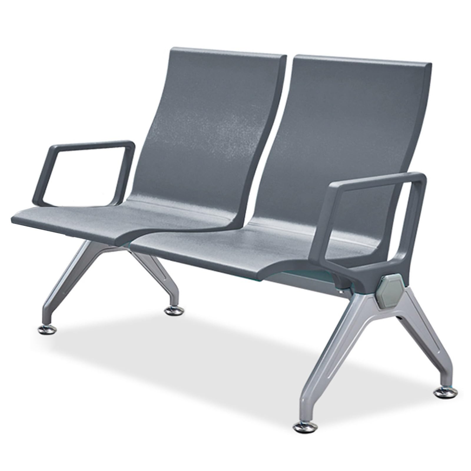 SnamicE Waiting Room Chairs,Green Waiting Room Chairs - 2 Seat Polyurethane Lobby Bench with Arms for Office, Airport, Bank, Barbershop - Comfortable & Stylish,Grey