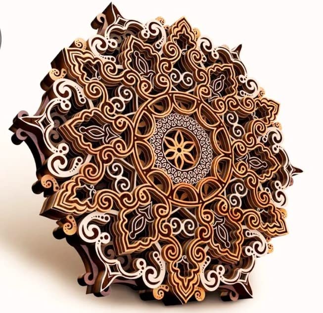 3D laser cut mandala, flower mandala, Mandala, Plywood