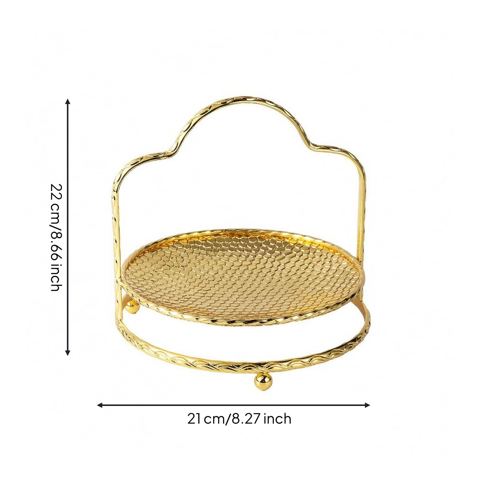 Alzata in Metallo con Vassoio Traforato Decorativo Piatto da Portata Stile Europeo per Buffet, Pasticceria, Tavola , Oro , Grande Un Piano