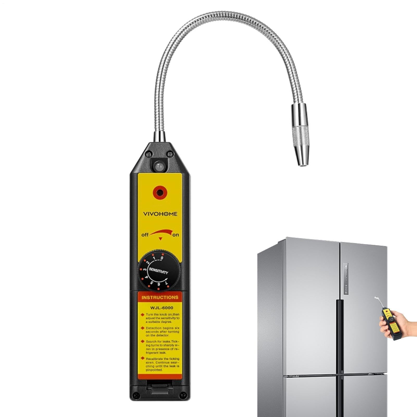 HVAC Leckdetektor – ABS 20,1 cm Sonde 4xAAA | Präziser batteriebetriebener leichter Tester | Auto AC Leckdetektor Kältemittel Gas Sniffer Halogen Scanner R134a R410a Sensorwerkzeug