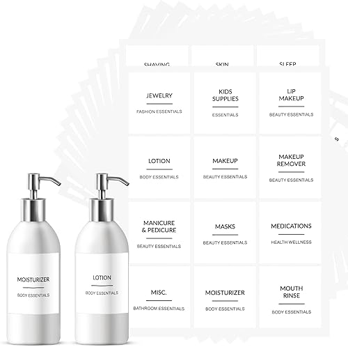 Juego de 144 etiquetas minimalistas para lavandería, calcomanías resistentes al agua, resistentes al aceite y al agua, para lavandería, armario,