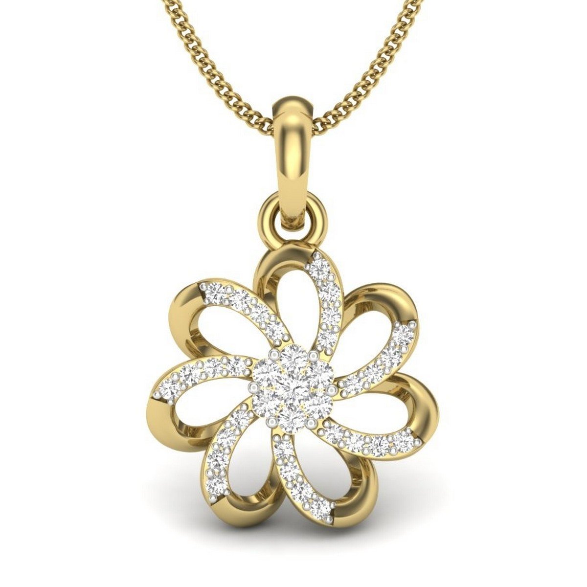 18KT Yellow Gold Tipsy Flower Pendant for Women-image-42