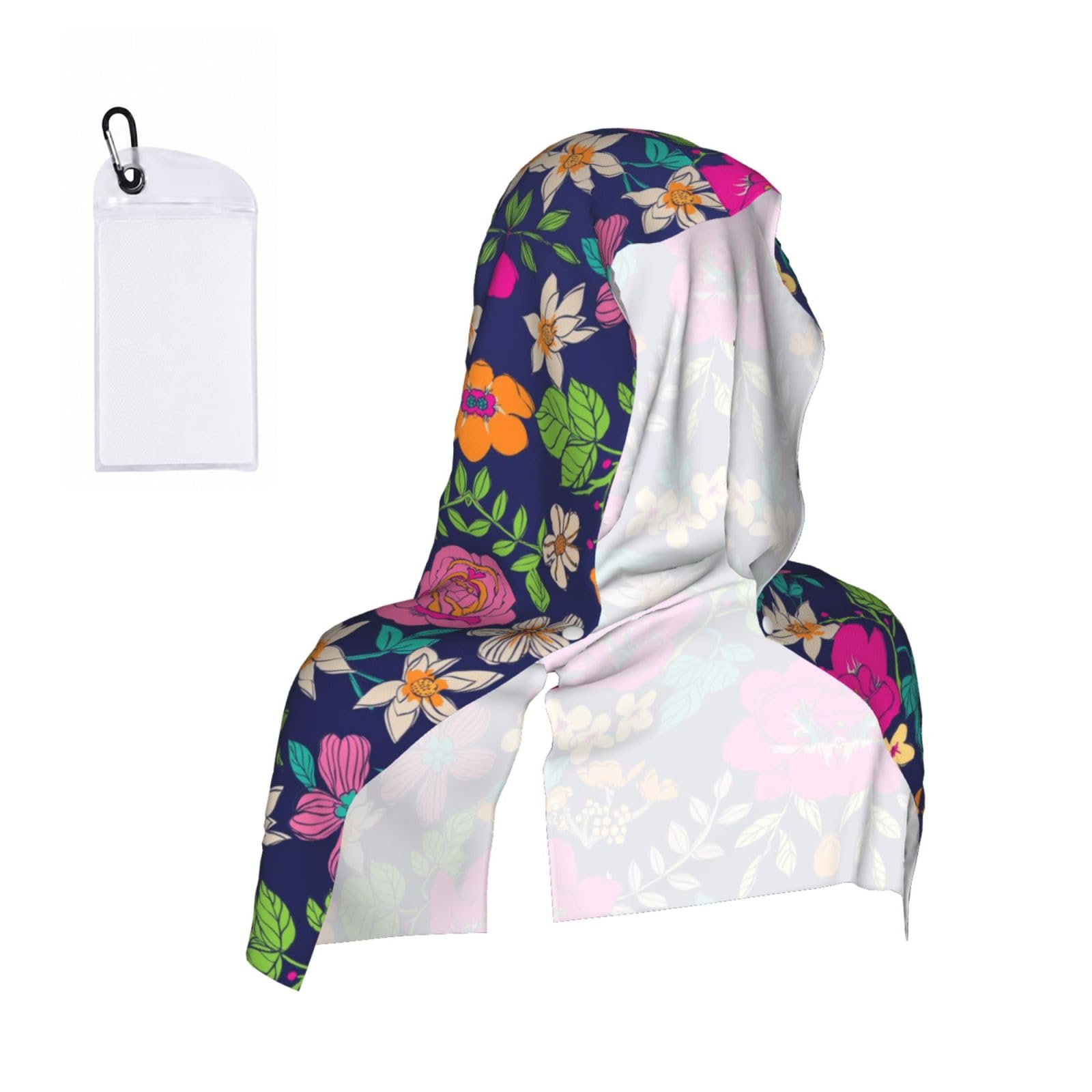 SATUSA Flowers Print Cooling Hoodie Towel, Cooling Towels For Neck And Face, Quick Drying Absorbent Cooling Head Towel Beach Camping Gym Construction(2pcs)