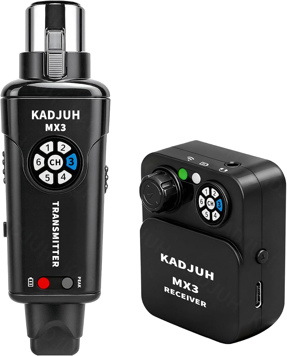 MX3 Wireless in Ear Monitor System 2.4ghz Stereo IEM System Transmitter and bodypack Receiver for Studio, Band Rehearsal, Live Performance, Channel Scan Mode