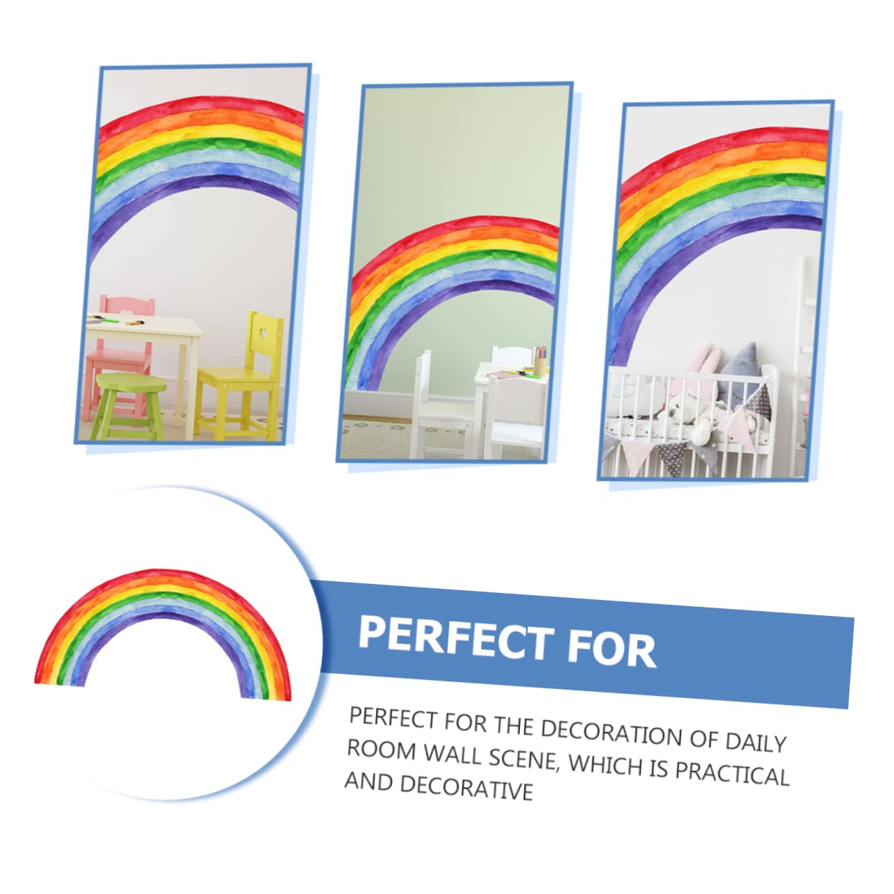 Adesivo Parete Arcobaleno Acquerello di Ornamenti Murali Decorativi per Stanza Finestre e Porte Realizzato Materiali Fattura