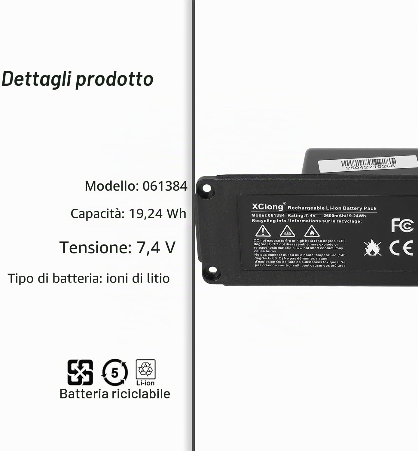 7.4V 2600MAH 19.24Wh 061384 061385 061386 063287 Bluetooth Speaker Batteria per Bose SoundLink Mini Bluetooth Speaker I/Mini I