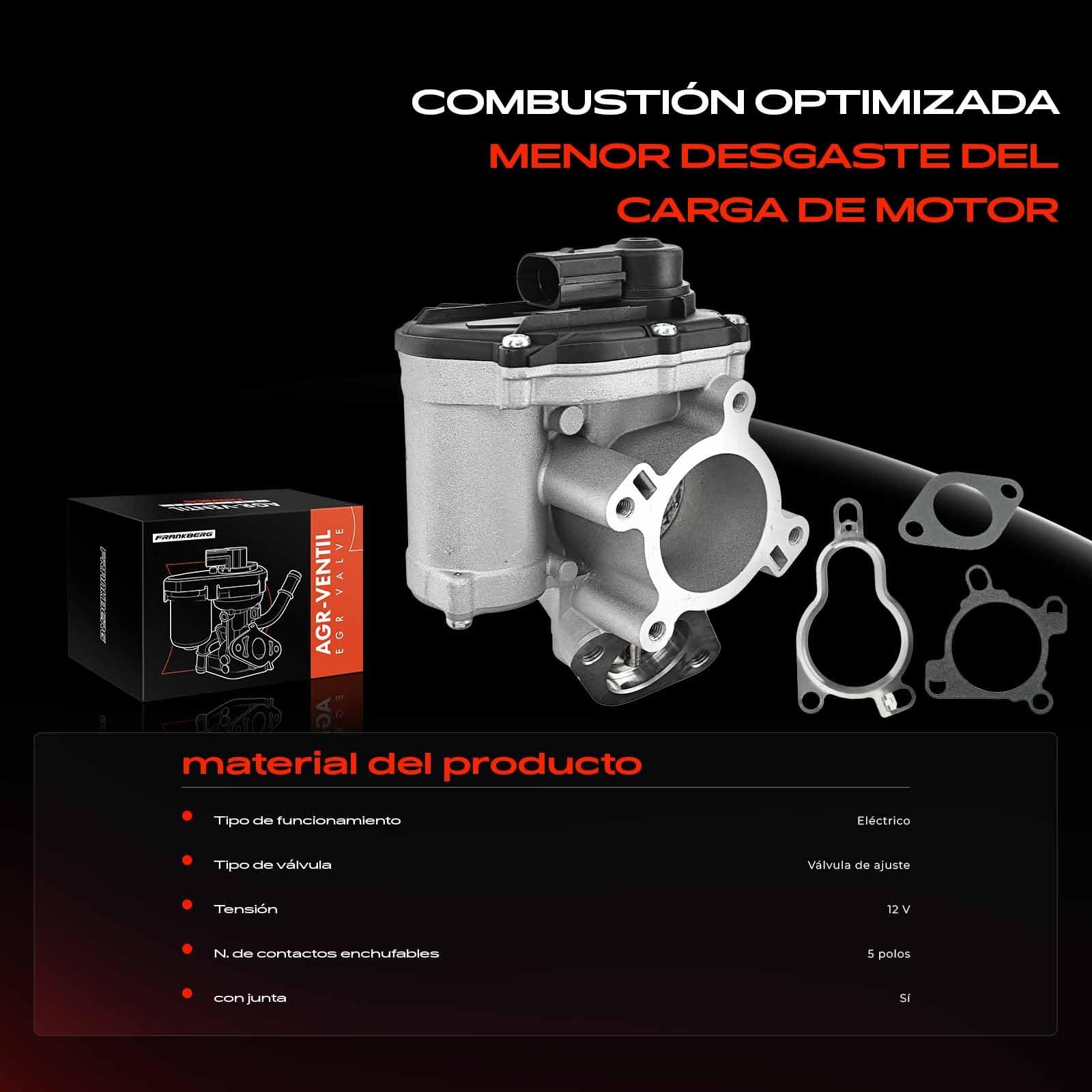 Frankberg Válvula EGR de recirculación de gases de escape 8200327004 | Compatible con: Caja de tráfico II FL, Koleos I HY, Plataforma/chasis Trafic II EL, M.e.g.a.n.e II Estate KM0/1