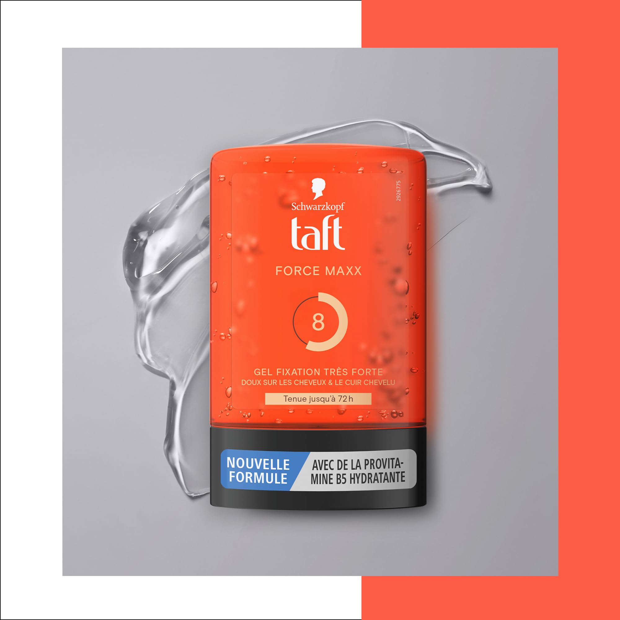 Schwarzkopf Taft Frisiergel Force Maxx Halt, 72 Stunden Halt, sehr starker Halt, sanft auf den Haaren, langer Halt, ohne klebrige Wirkung, Formel Provitamin B5, 300 ml (Packung mit 5)