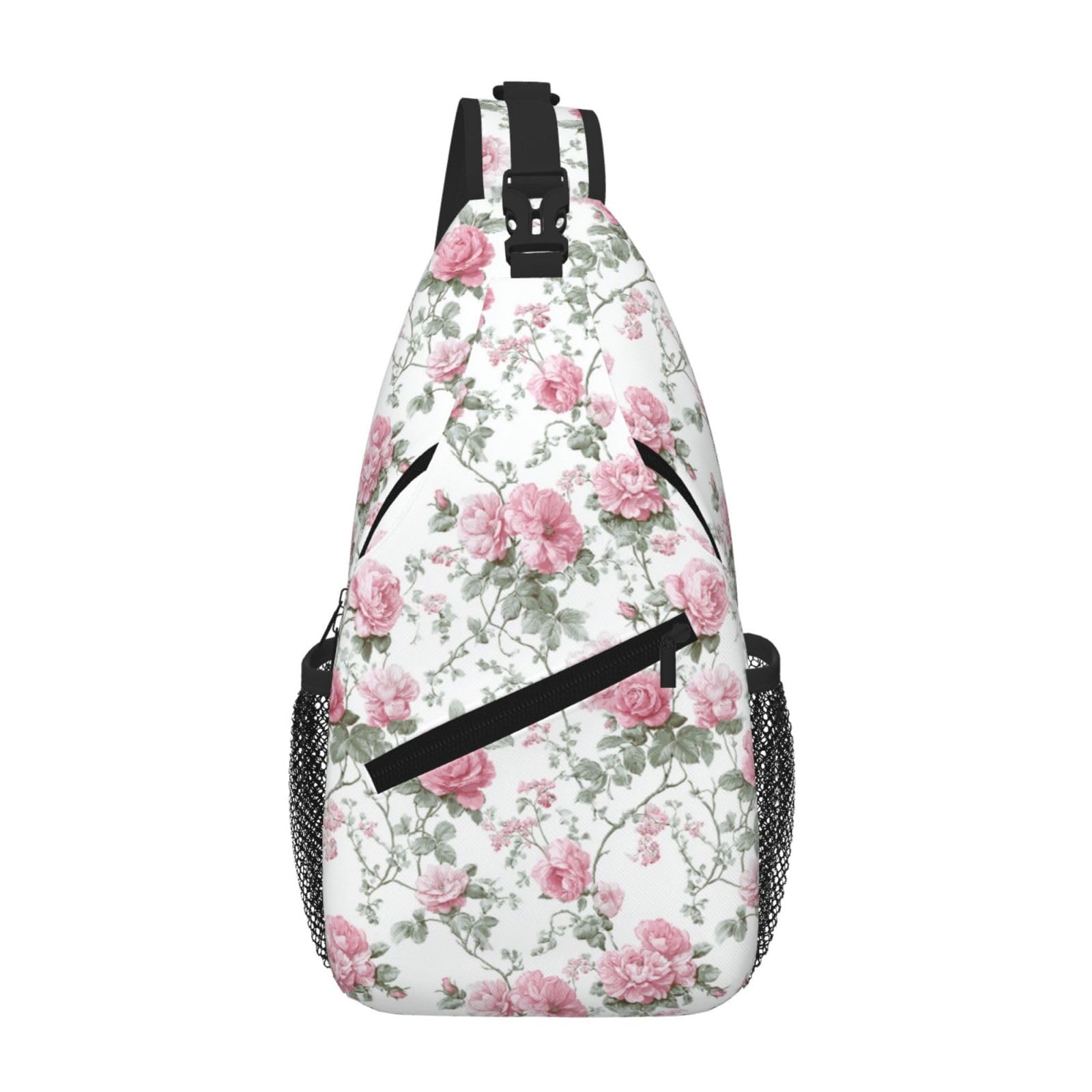 SUPLUCHOM Sling Bag Vintage Floral Hiking Daypack Crossbody Shoulder Backpack Travel Chest Pack for Men Women