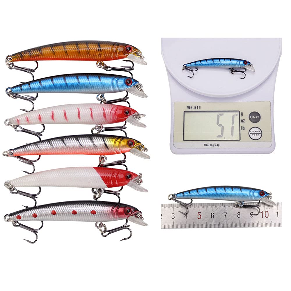 56 Pezzi Diving Fishing Lure Set Multicolore Esca Artificiale per Acqua Dolce e Salata Bass Trota Luccio