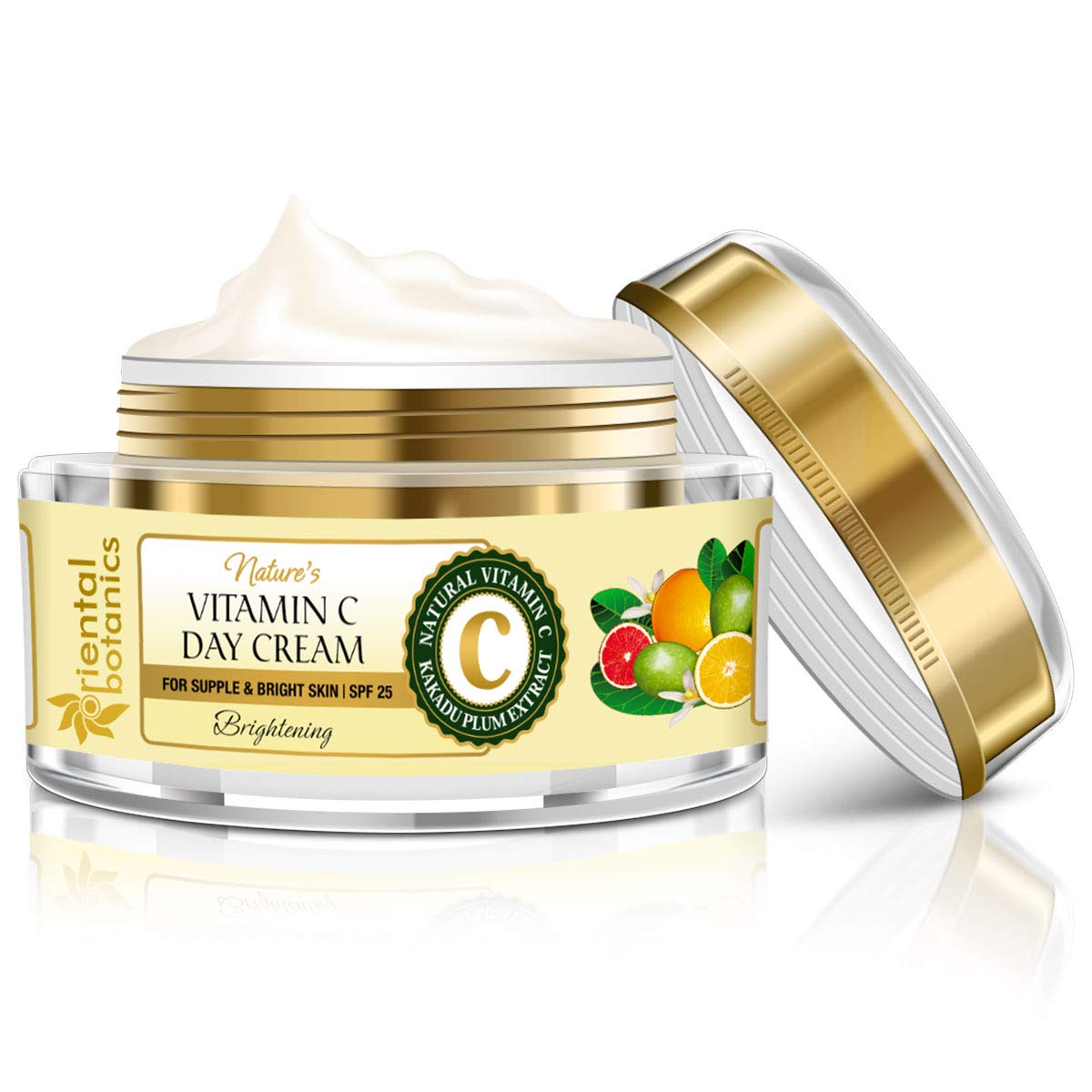 Oriental Botanics Nature's Vitamin C Face Brightening Day Cream SPF 25, 50 g | With Natural Vitamin C Kakadu Plum that Moisturizes & Brightens Skin | No Parabens & Sulphates | Cruelty Free & Vegan