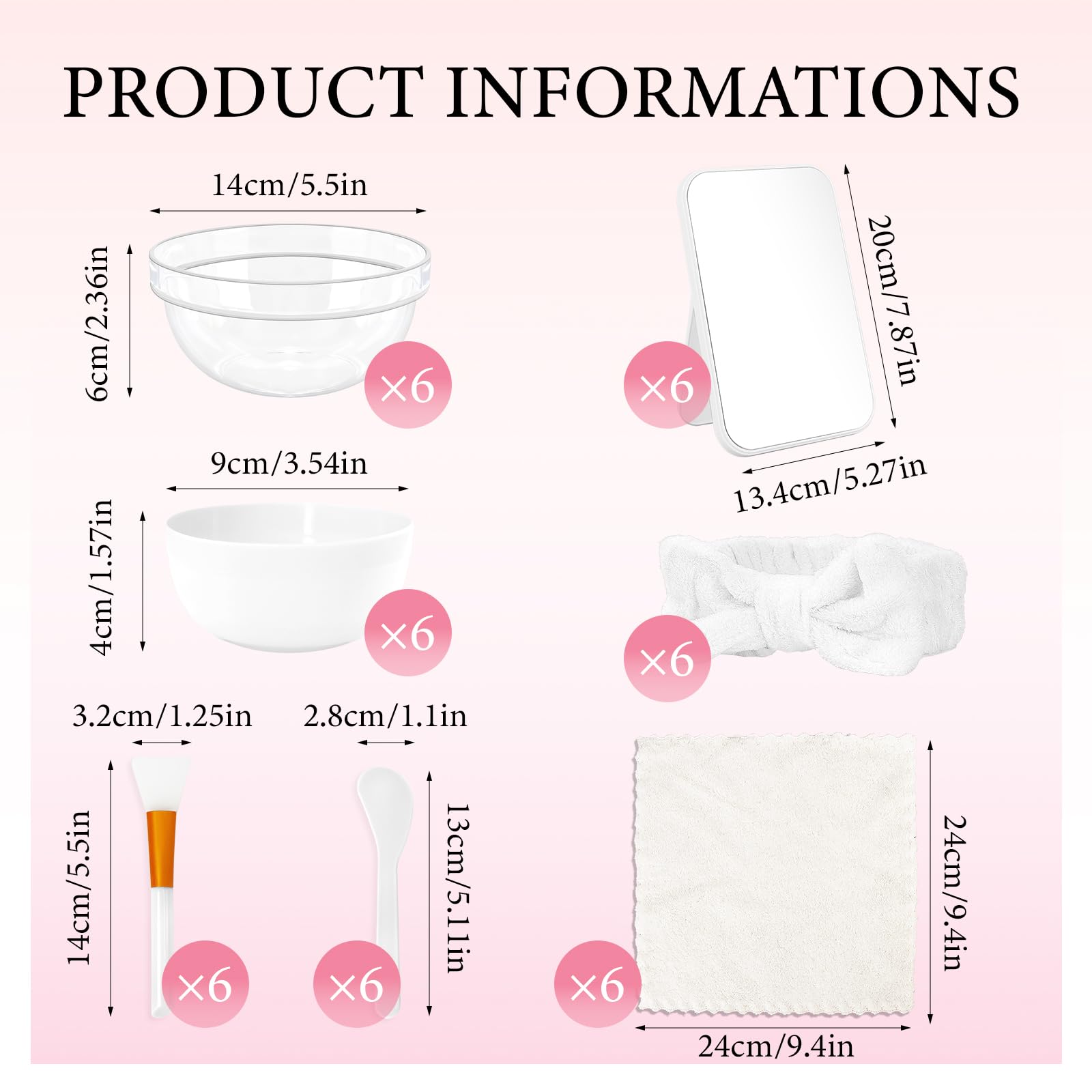 Set di 42 accessori per feste termali per ragazze, 6 set di bomboniere per pigiama party, include ciotole trasparenti, specchi, fasce per capelli, ciotole per maschere per il viso, spazzole in