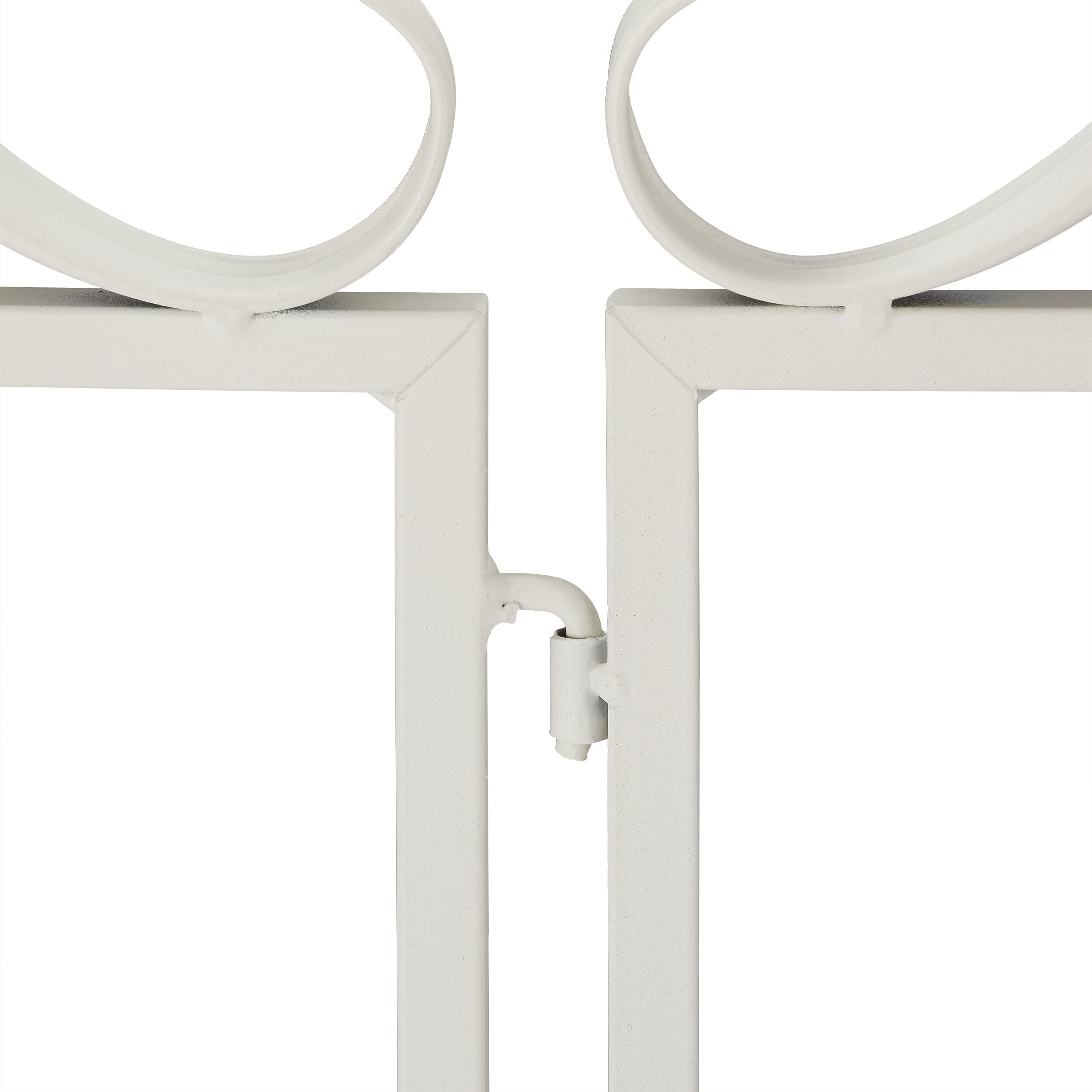 relaxdays Clôture de Jardin en Acier, système d’emboîtement 3 pièces, Bordure décorative, HxL : 98 x 63,5 cm, Blanc