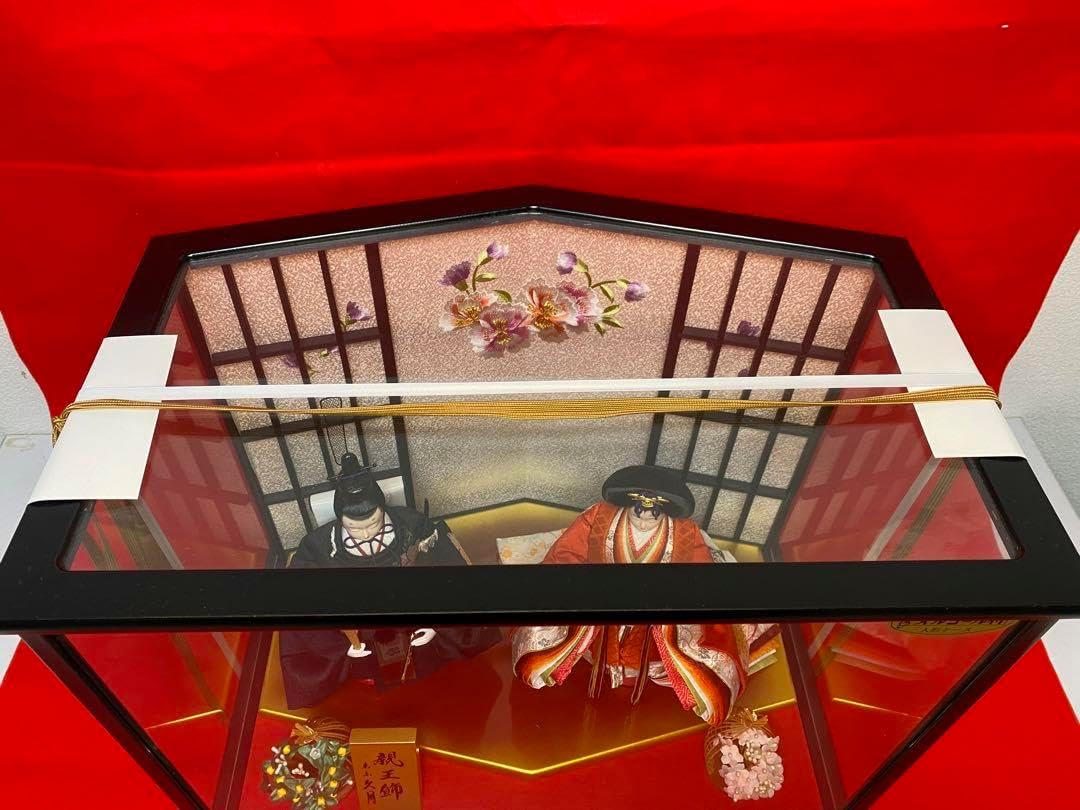 東京久月 雛人形 立親王ガラスケース飾り 間口約48×奥行約33×高さ