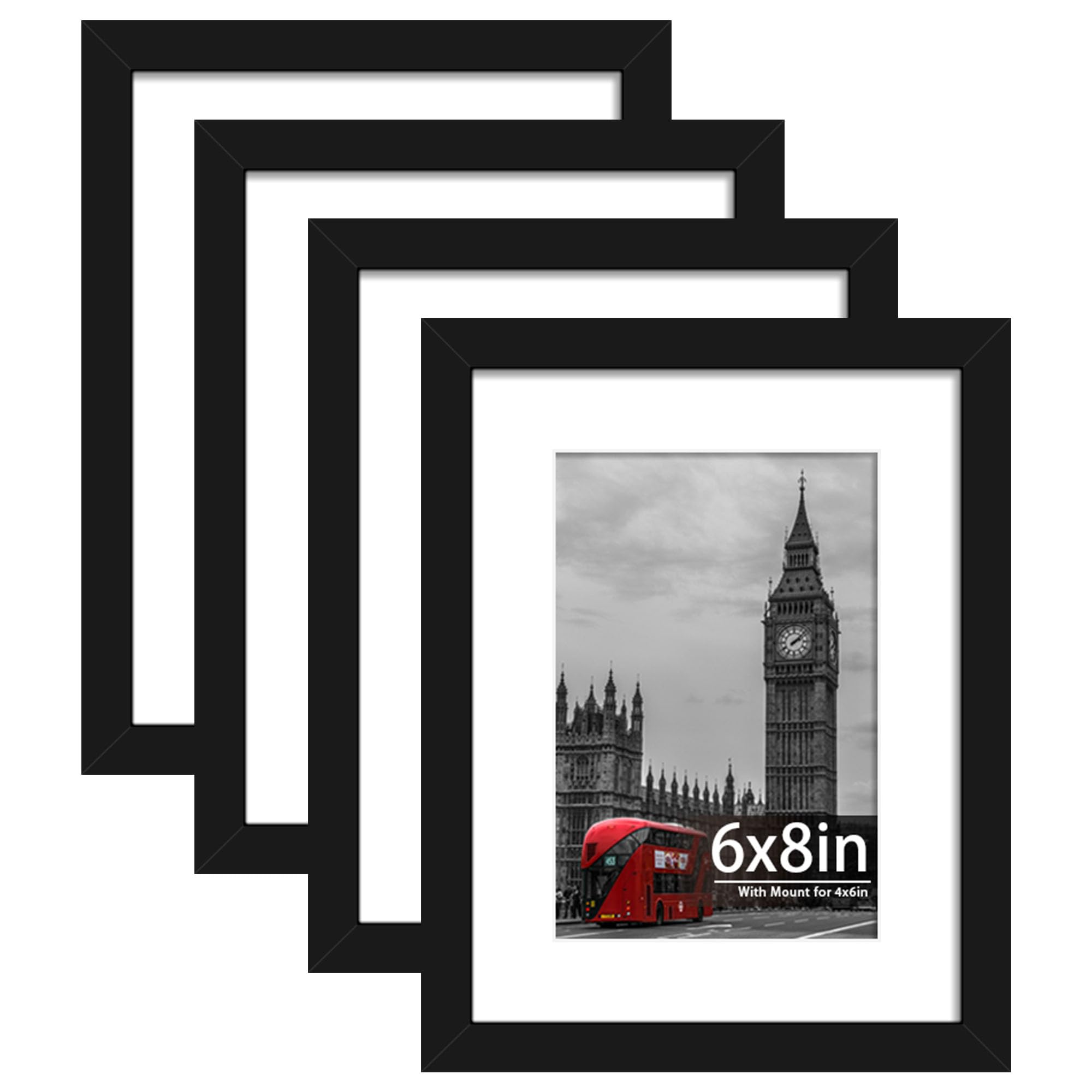 Tinkeps 4 Pack A4 Black Picture Frame, Engineered Wood and Plexiglass, A4 Frame with Mount for A5 Prints, Photos, and Posters, Tabletop and Wall Mountable — view 17