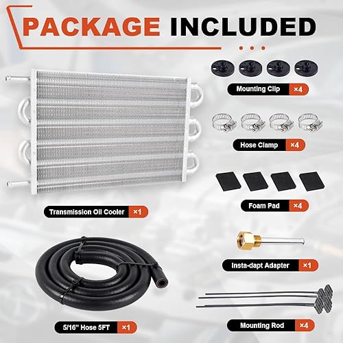 Miniatura 5 de BARTOO Kit universal de enfriador de aceite de transmisión de 516 pulgadas, kit de enfriador de aceite de aleta y tubo de 6 pasos de aleación de