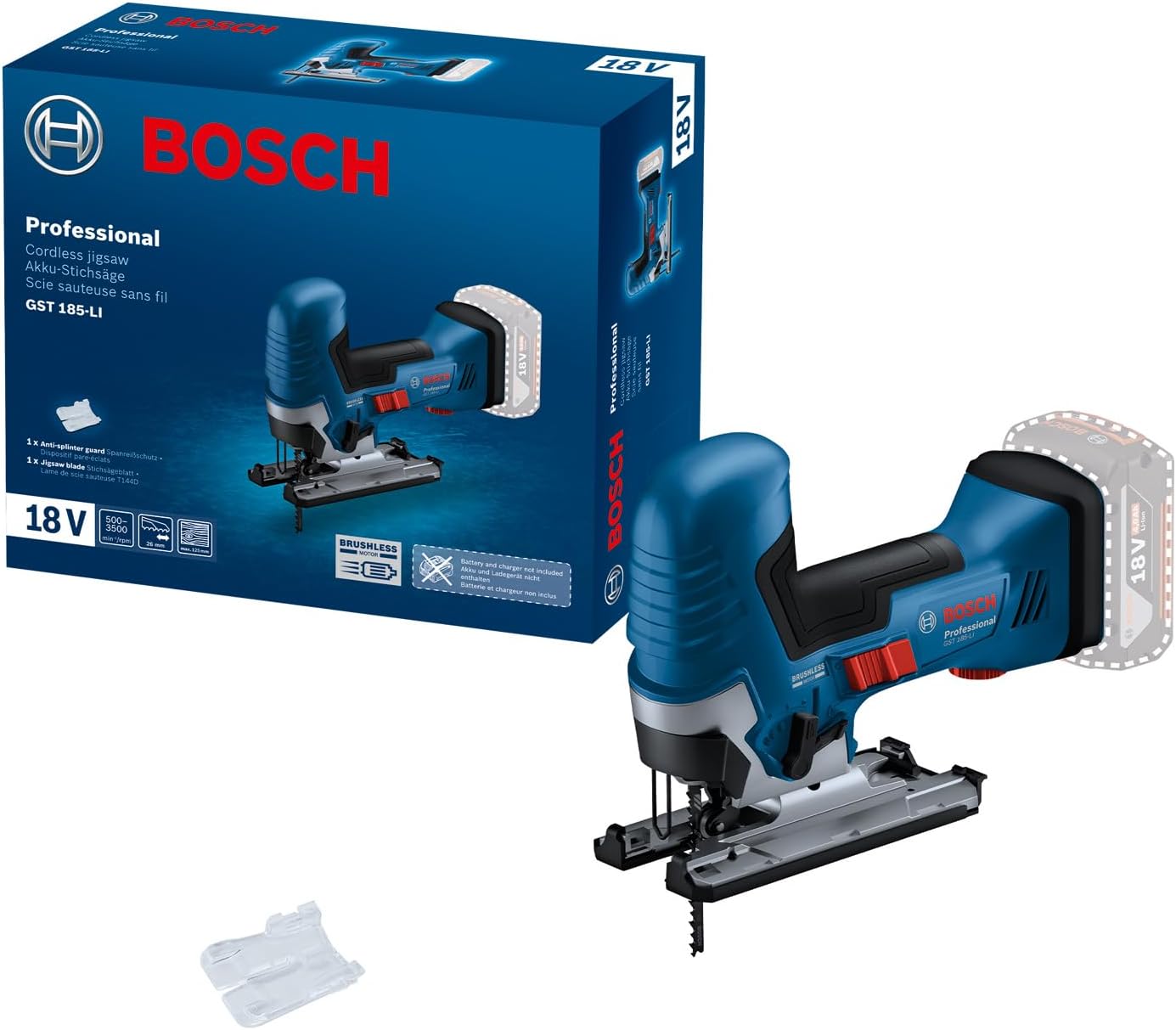 Bosch Professional GST 185 LI Akülü Dekupaj Testere (18 Volt, SOLO, 0-3.500 strok/dak, Ahşapta kesme derinliği: 125 mm, Karton kutuda)