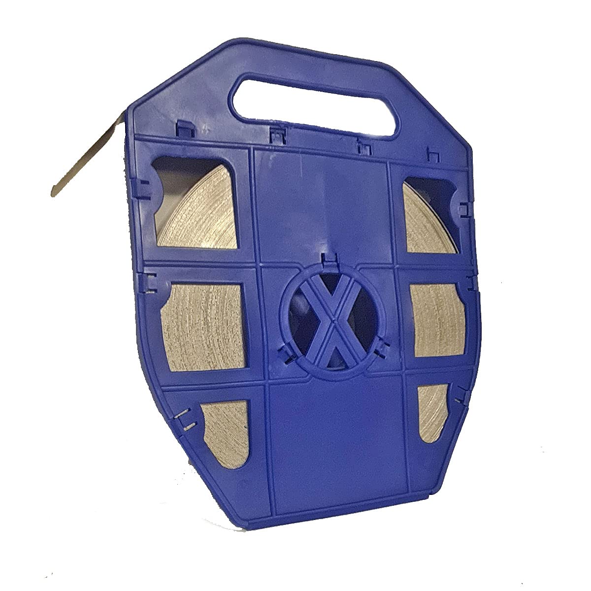 Feuillard Acier en Inox pour Cerclage, Dévidoir Bleu, Inox Gris, Largeur de 20x07mm Rouleau de 50 Mètres