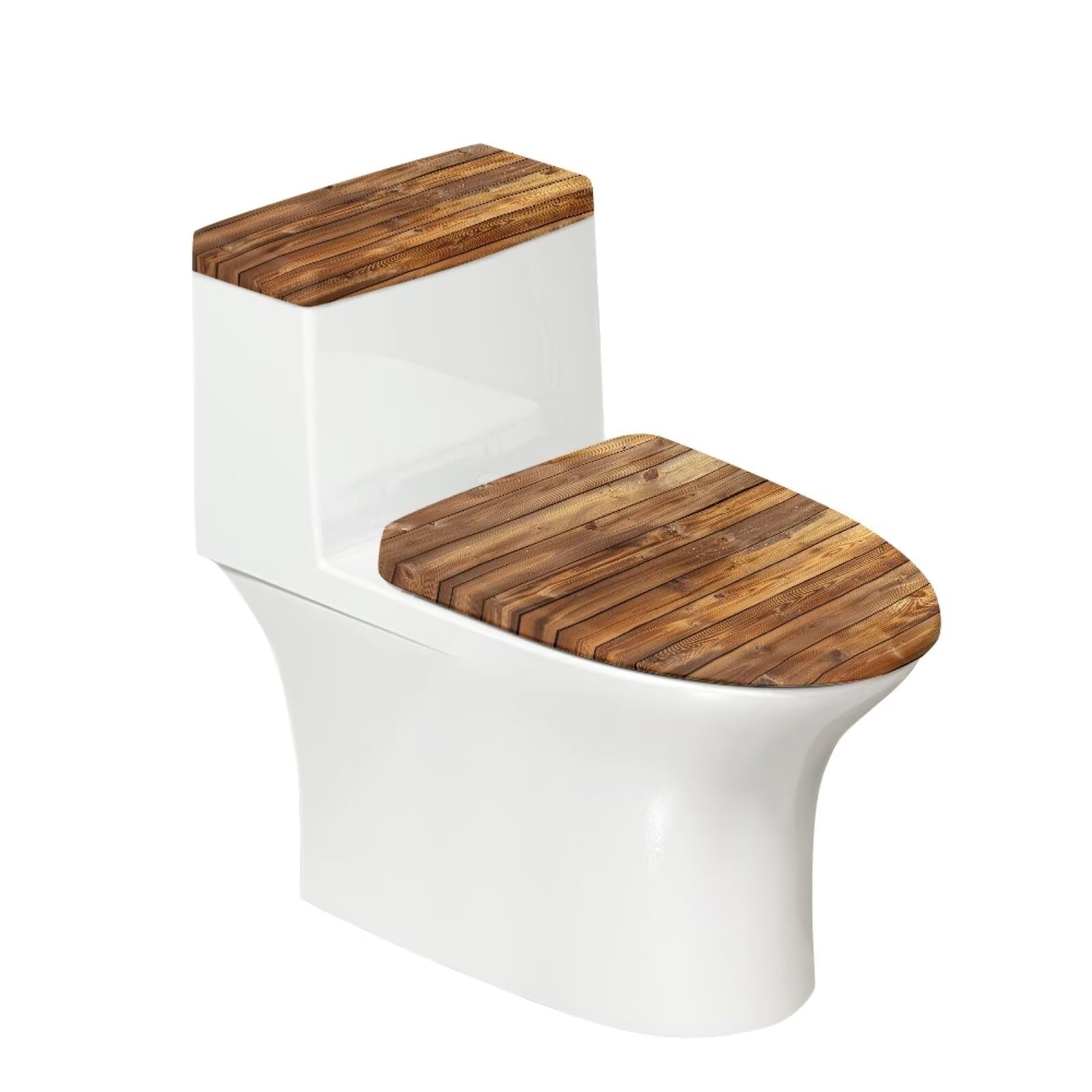 Amazon.co.jp: KUIFORTI ブラウン 木製トイレカバー 蓋セット 2個
