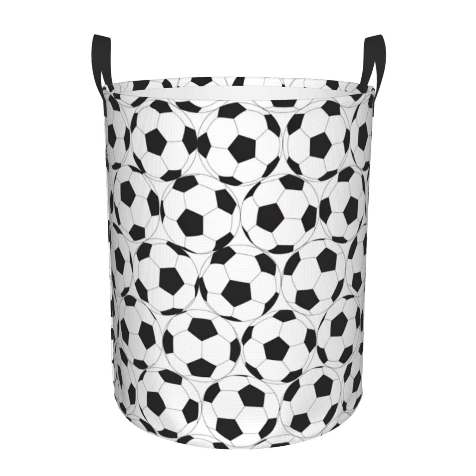 Grand panier à linge imprimé football noir et blanc pour vêtements sales et jouets