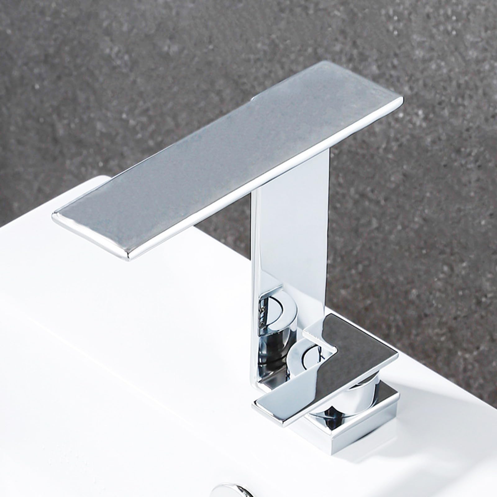 Wasserhahn Bad Waschtischarmatur Mischbatterie Waschbecken Waschbeckenarmaturen Einhebelmischer Wasserfallarmaturen für Waschbecken Messing Warm und Kalt,Chrom Badarmatur Waschbeckenarmatur