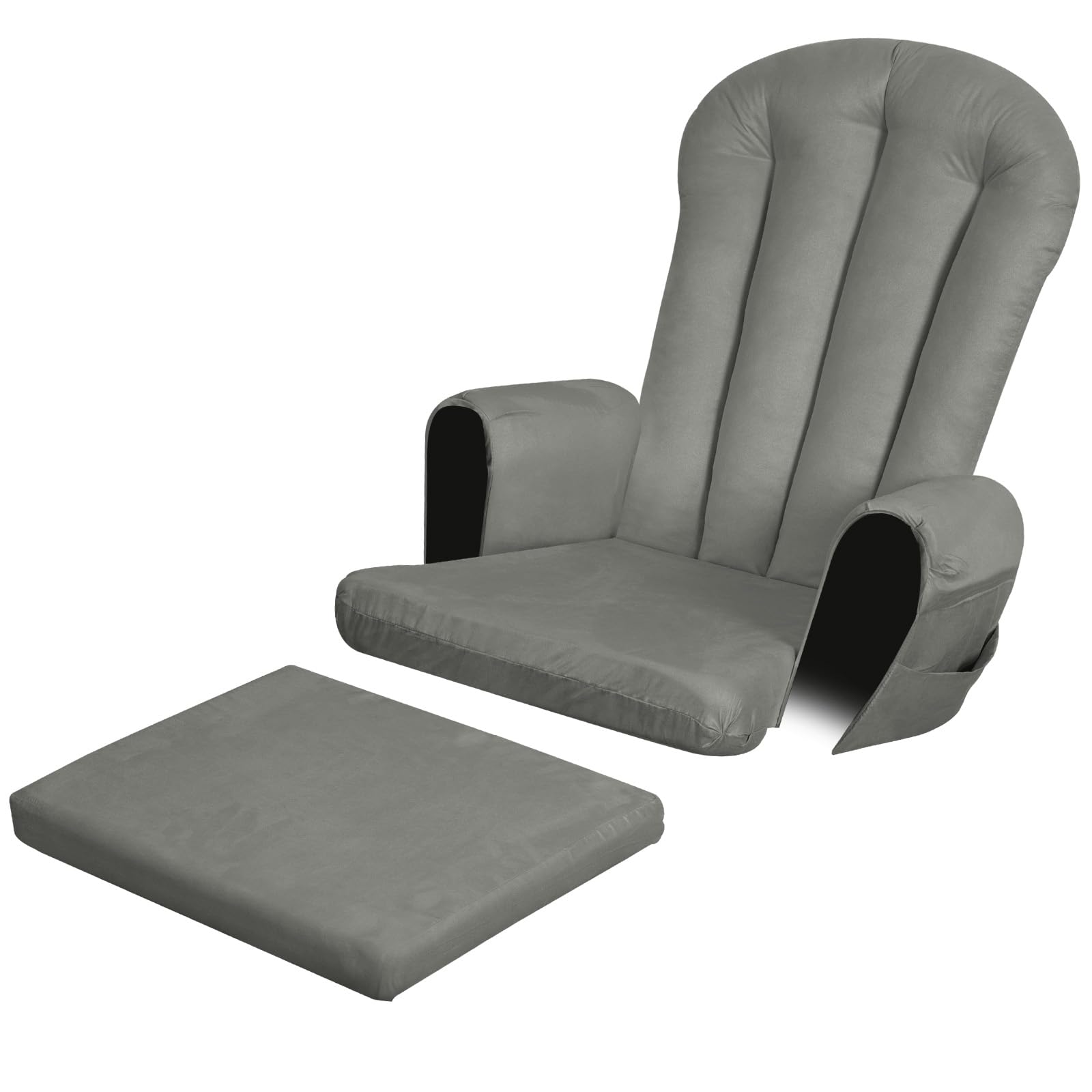 5PCS Suede Glider Rocker Replacement Cushions with 29.5" High Backrest &amp; Side Pockets, Thickened Soft Glider Rocking Chair Cushions with Ottoman Cushion for Indoor Nursery Rocking Chair, Grey