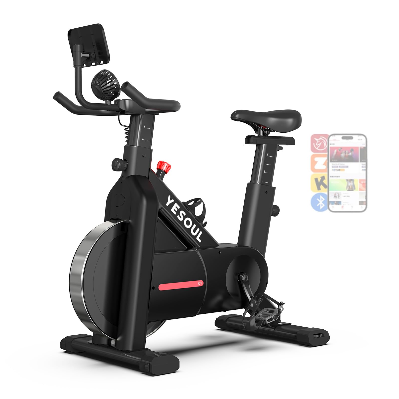 Exercise Bike for Home – Stationary Bike with Stable Triangle Frame, Silent Magnetic Resistance, 300 lbs Capacity, Dual-Stage Drive & Alloy Flywheel, Smart APP with Scenic & Live Classes
