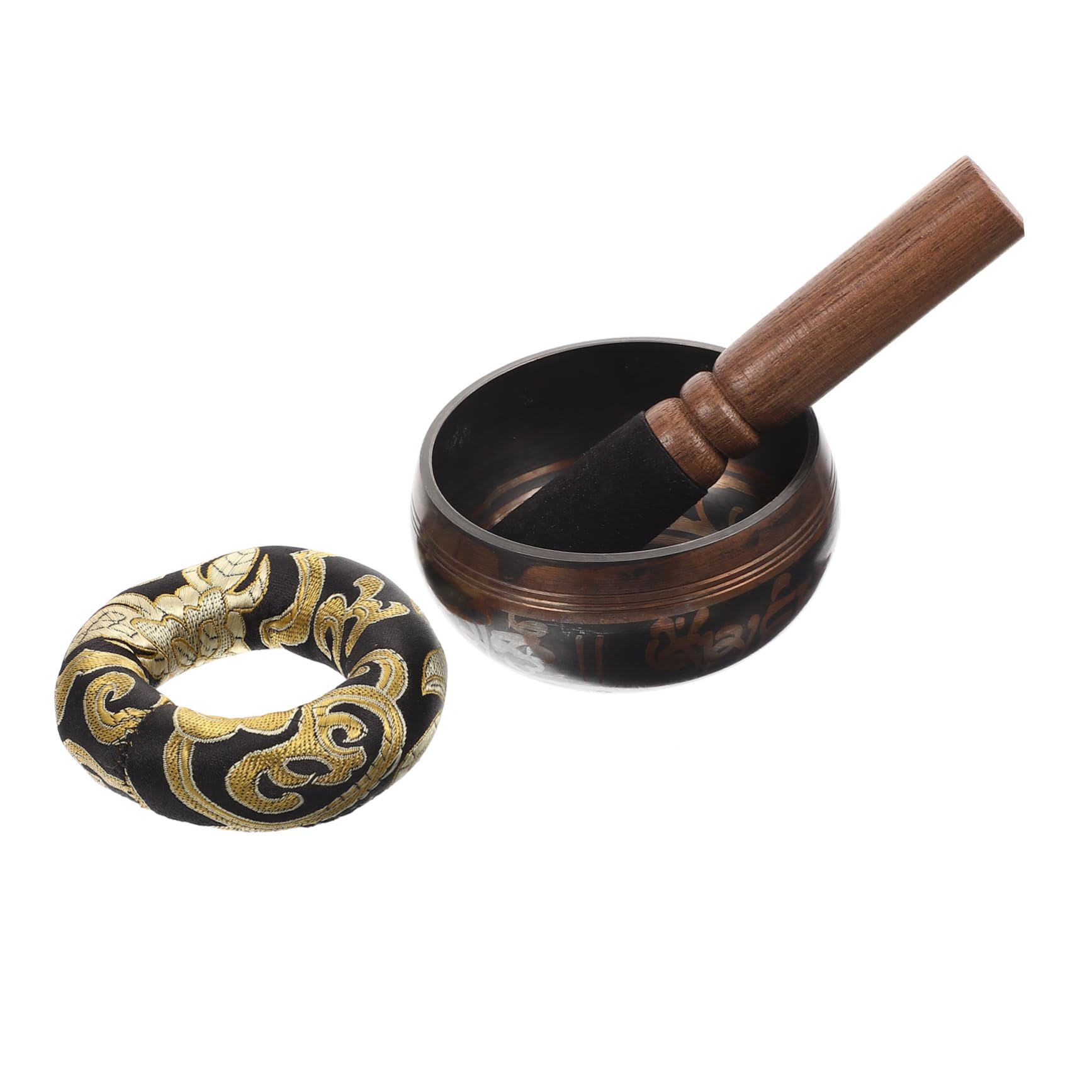 Toddmomy 1Set Meditation Singing Bowl with Cushion Mallet Yoga Sound Bowl for Relaxation Mindfulness and Prayers Beautifully Engraved Portable Present for Meditation