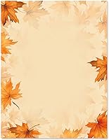 Vista 11 de Current Papelería temática de otoño con hojas florecientes de otoño, para vacaciones, cartas de Acción de Gracias, notas escritas a mano, 25 hojas