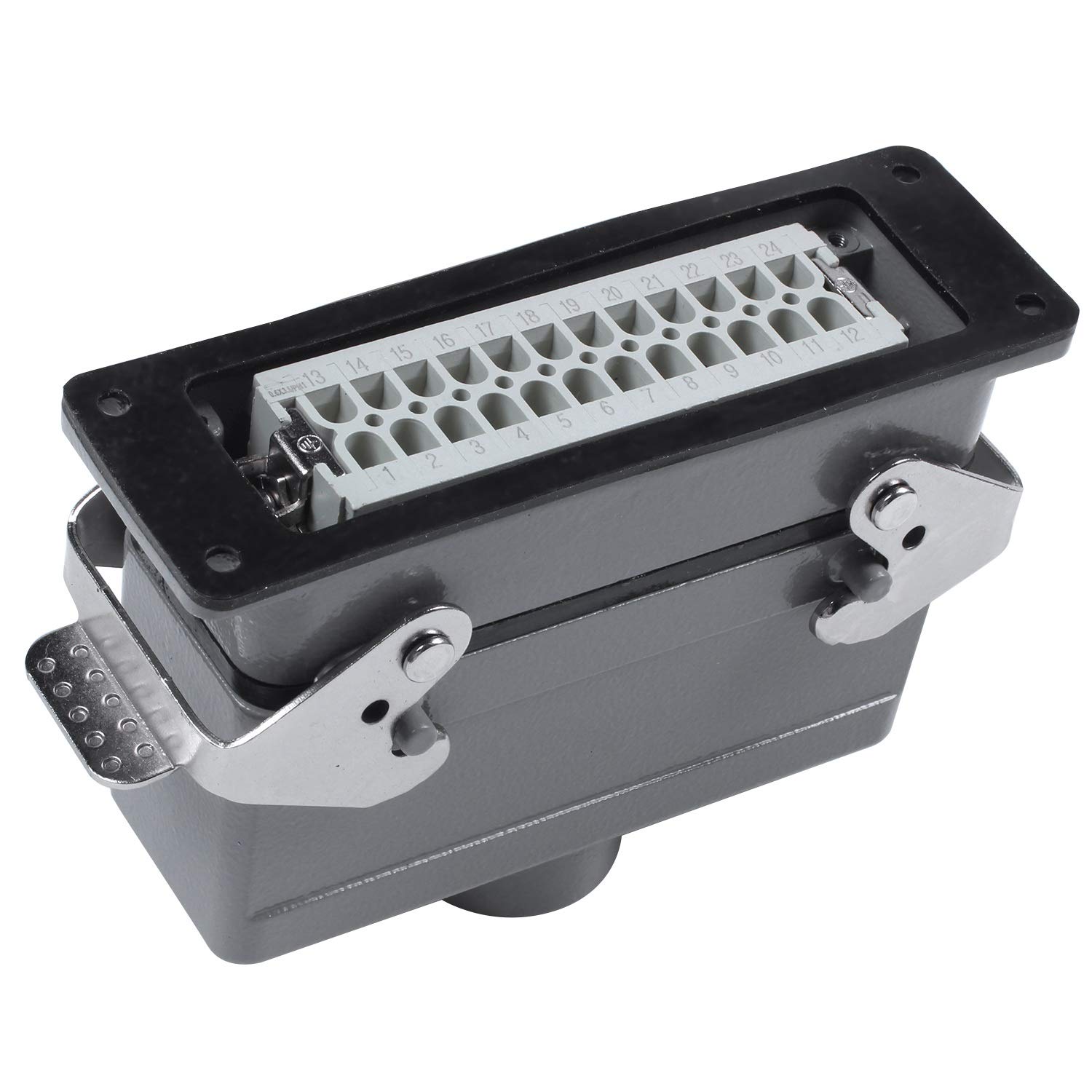 Rectangulaire H24B-He-024-1 Connecteurs à Usage Intensif Puissance 24 Broches Ligne de Noyaux Pieds à Vis 16A 500V Prise D'Aviation Prise,139X43X72Mm