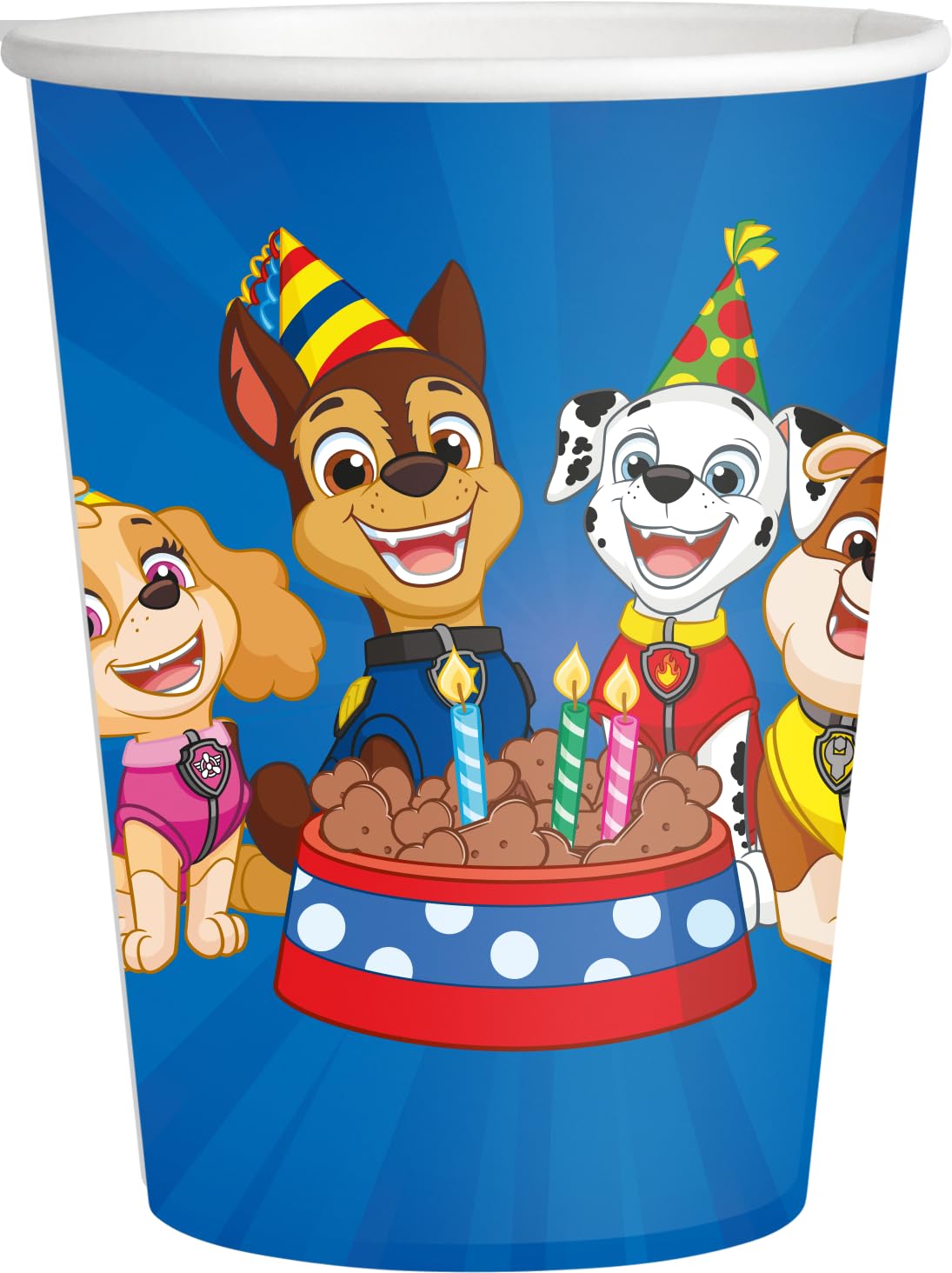 Paw Patrol disposable paper cups, children's glasses, children's birthday decoration, party accessories, pack of 8, 250 ml