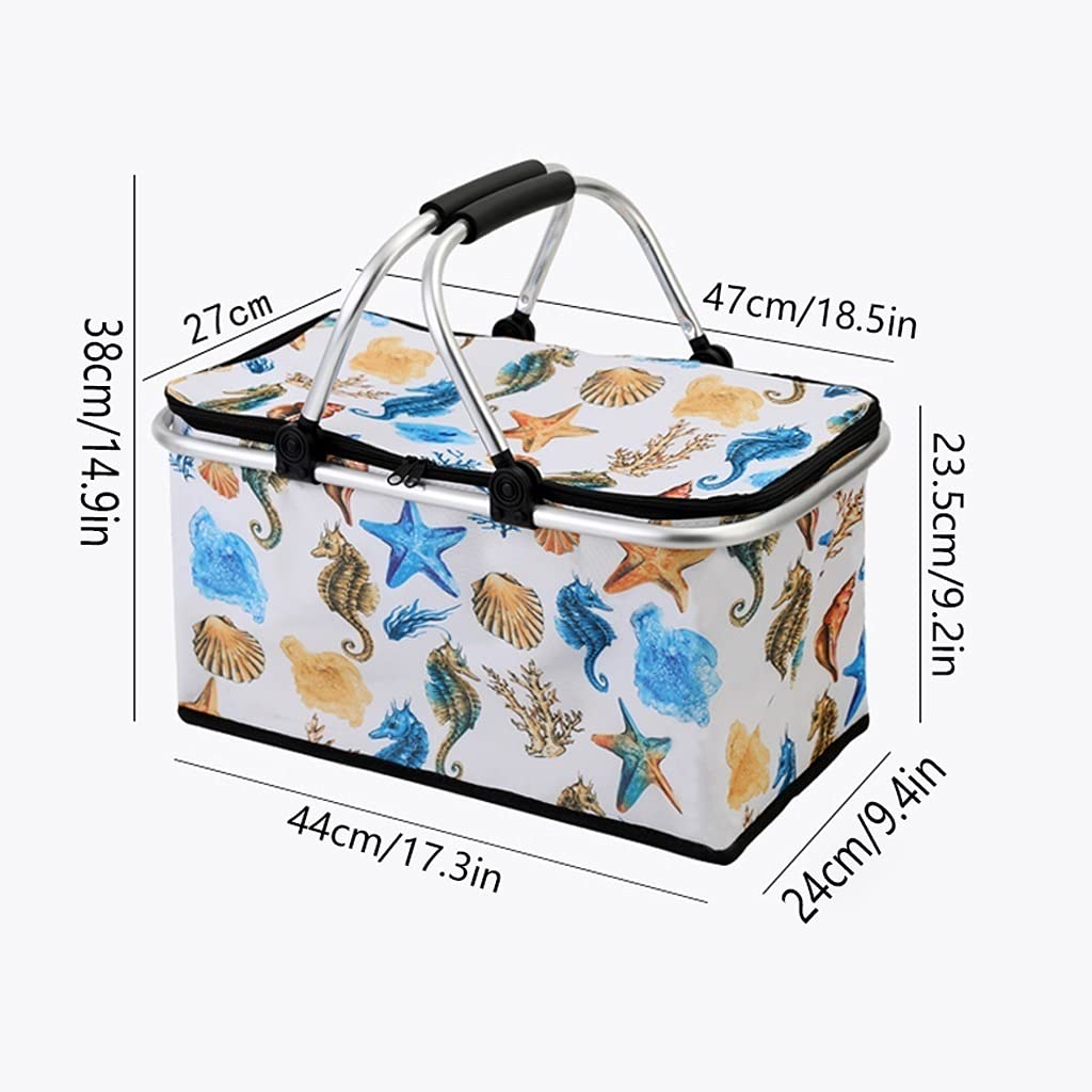Ilated - Cestino pieghevole da 30 l, in tessuto di bue, portatile, per esterni, con alluminio, perfetto per barbecue in famiglia e gite in spiaggia (colore: B)