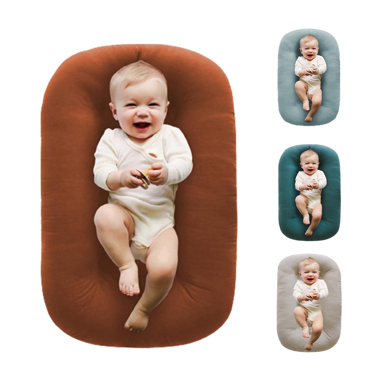 Loevin Baby Lounger Pillow Upgrade,Baby Nest Baby Lounger for Newborn Cosleeping for Baby Bed,Newborn Lounger for Boys & Girls 0-12 Months/Coffee
