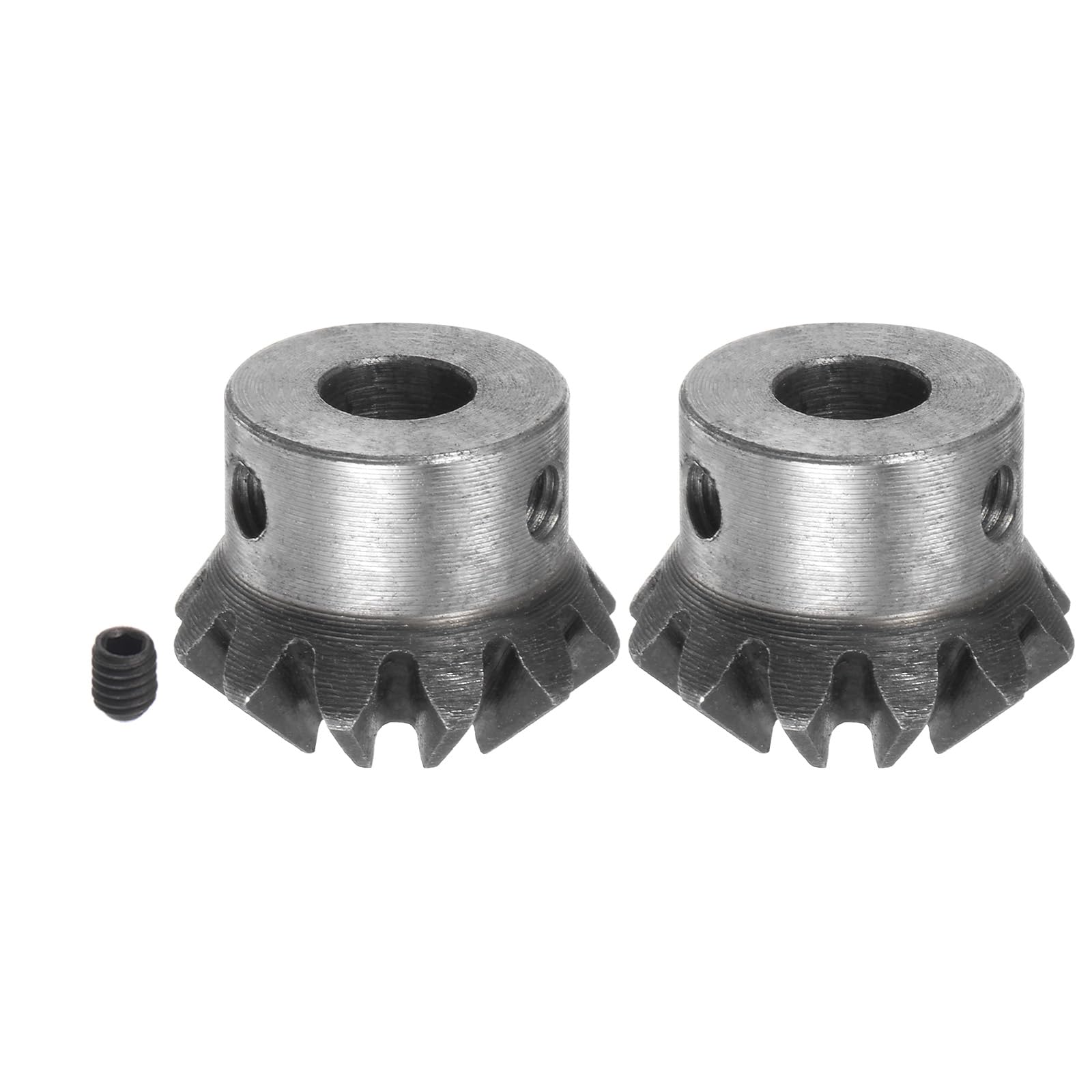 HARFINGTON 2pcs Bevel Gear 1M 12 Teeth 8mm Shaft Hole 1:1 Tapered Bevel Pinion Gear 45# Steel 2 Module 90 Degree Steering Gear, for Hardware Mechanical Rotation