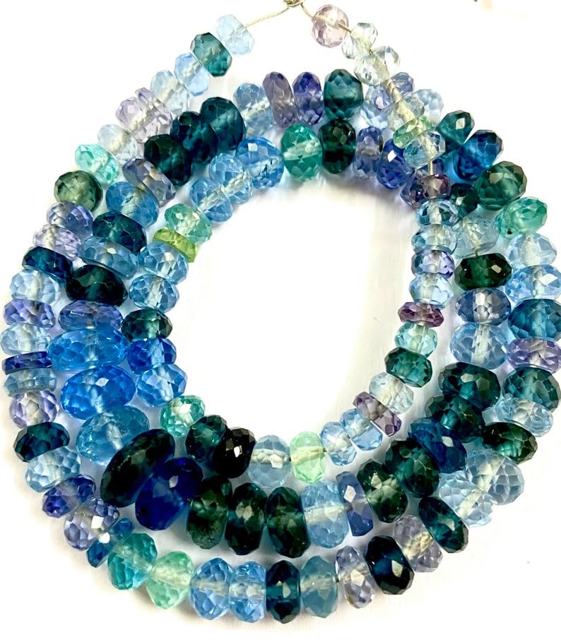 Perles en pierre précieuse aigue-marine naturelle à facettes pour bijoux diy