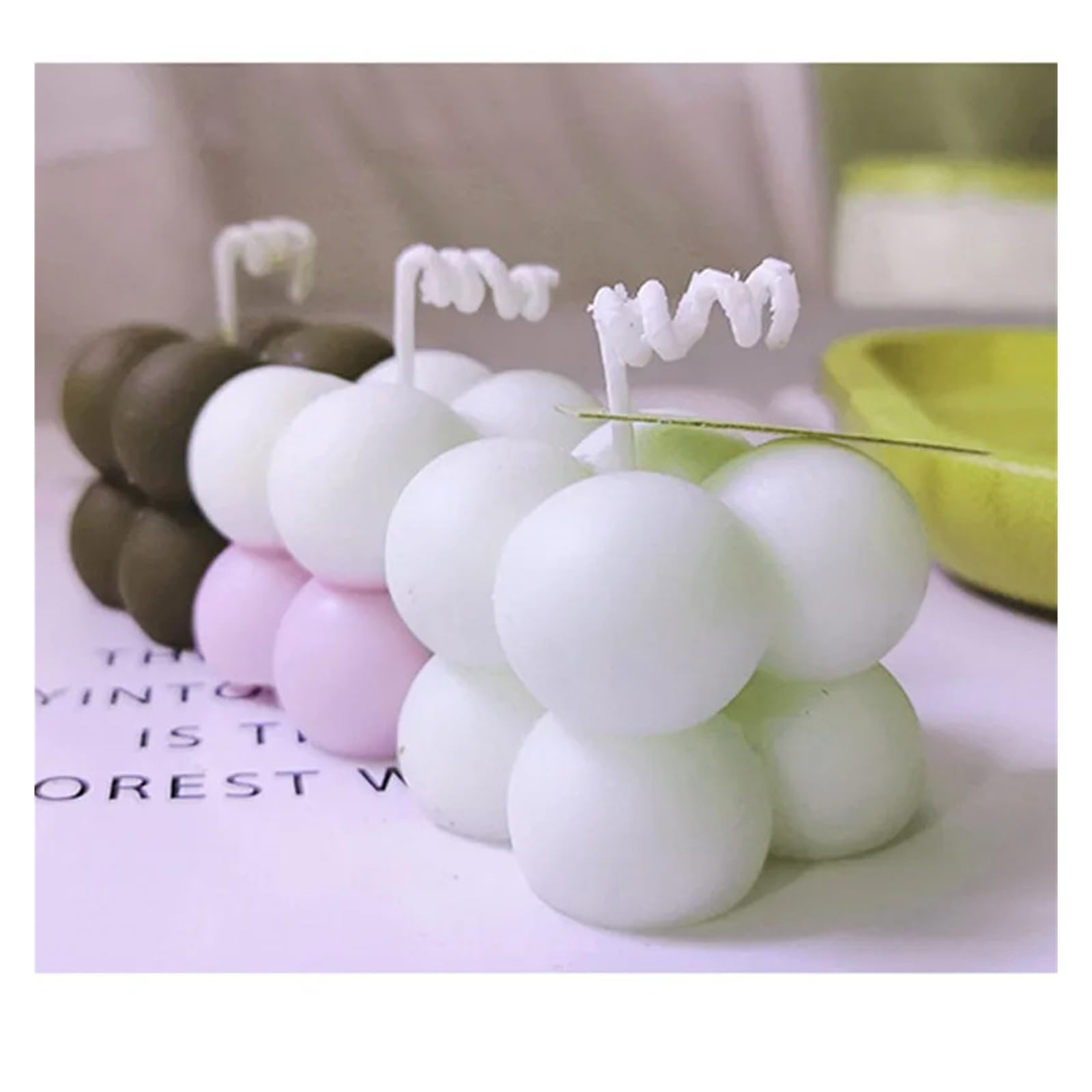 Mini cubo 3D de 15/6 cavidades for hornear molde for tarta o Mousse, moldes cuadrados de silicona for postres, utensilios de cocina for horno, molde de escayola for velas(Dark Khaki)