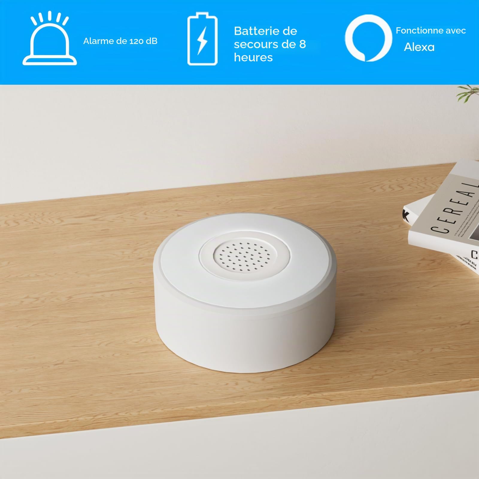AGSHOME Alarme Maison sans Fil Intelligent WiFi - Alarme de Porte, 1 Alarme avec Sirène, 5 Capteurs de Fenêtre et de Porte, 2 Télécommande, Compatible avec Alexa, Google Assistant