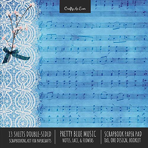 Pretty Blue Music Scrapbook Paper Pad 8x8 Decorative Scrapbooking Kit for Cardmaking Gifts, DIY Crafts, Printmaking, Papercrafts, Notes Lace Flowers Designer Paper image 3